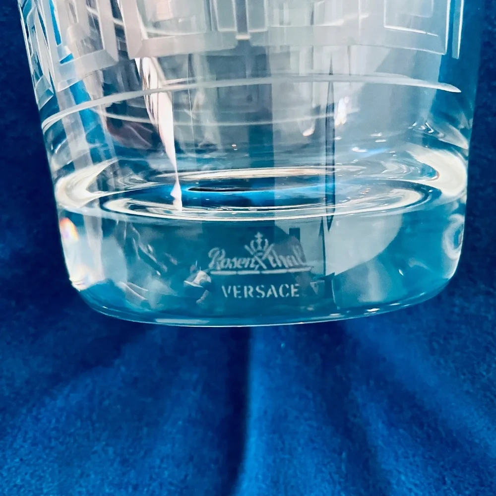 Versace x Rosenthal Meandre Greek Key Clear Glass Crystal Pitcher Vintage - Picture 12 of 14
